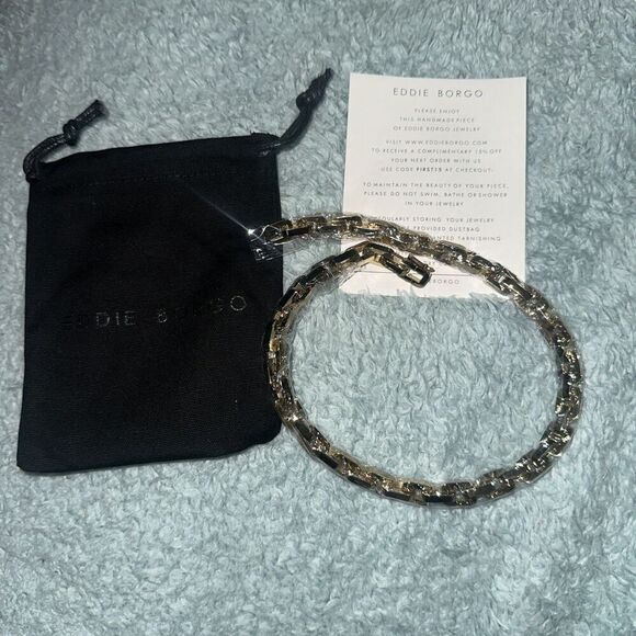 Eddie Borgo Supra Link Hand Carved 12K Gold-Plated Collar Necklace - Picture 1 of 4